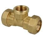 Compression fitting for PE pipes with brass ring, T-piece 20 x 1/2&quot; IT x 20