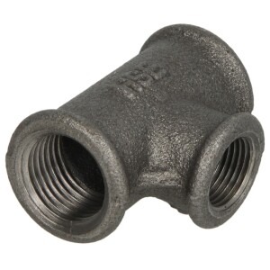 Malleable cast iron black T-piece reducing 1¼“ x 1/2 x 1¼“ IT/IT/IT