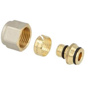 Compression fitting brass 16 x 2 mm x ½" nut for eurocone