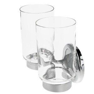 Ambio double tumbler holder with 2 chrystal glass tumblers, chrome