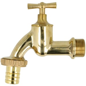 Draw-off tap 1" brightly polished with hose screw connection