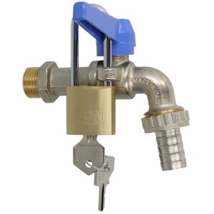 Ball valve 1/2", blue handle nickel-plated brass, with lock