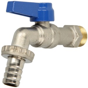 Ball drain valve 3/4" blue handle nickel-plated brass with hose joint