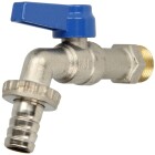 Ball drain valve 3/4&quot; blue handle nickel-plated brass with hose joint