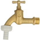 Draw-off tap in &frac12;&quot; brass-untreated with hose screw connection