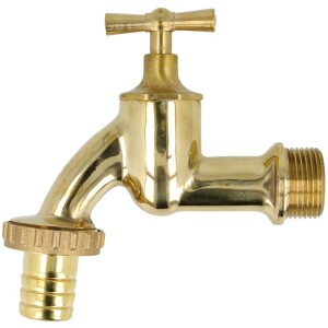 Draw-off tap 3/4" brass shiny with hose screw connection