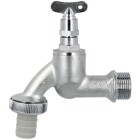 Draw-off tap for square drive 3/4&quot; matt chrome with hose screw connection