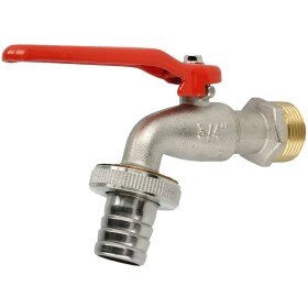 Ball tap valve 3/4" nickel-plated brass, with hose con.