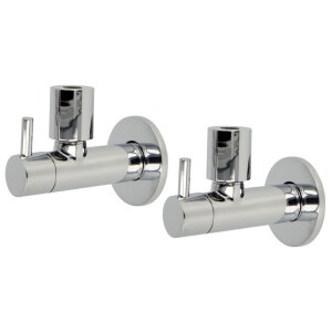 Design angle valve 1/2" - double pack chrome, with compression fitting