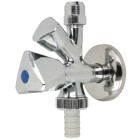 Combination angle valve 3/8&quot; PA-tested with BP + hose screw connection