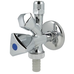 Combination angle valve 3/8" PA-tested self-sealing with backflow preventer
