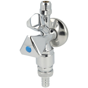 Combination angle-valve, 1/2" polished, PA tested, self-sealing
