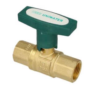 Ball valve DVGW, IG 1 1/4"x110 mm, DN 32 ISO-T-handle, DIN EN-13828, CW 617-M