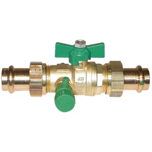 Ball valve DVGW DN15xViega press c. 15mm with wing handle, with drain CW 617-M