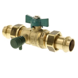 Ball valve DVGW DN20xViega press c. 22mm with wing handle, with drain CW 617-M