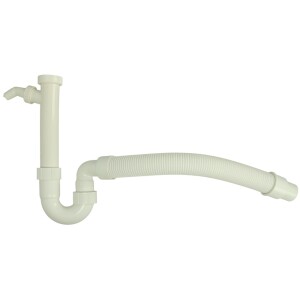 Siphon tube 1 1/2" avec sortie flexible blanc, DN 40/50 mm