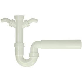 Pipe drain trap 1 1/2&quot; with 2 x con. Output...