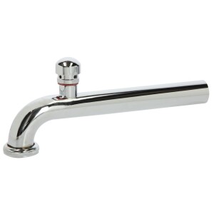 Outlet bent 90° with pipe ventilation 32 x 250 mm, chrome with nut