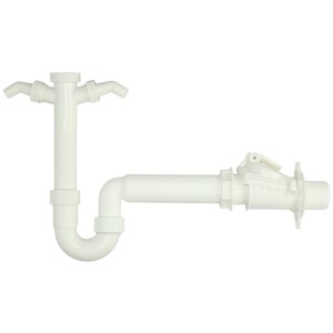 Odour trap for sinks in 1½" x 50 mm PP backwater valve, double hose connection