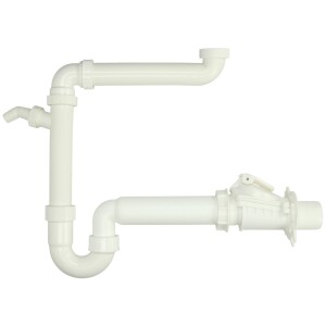 Space-saving odour trap 1½" x 50 mm with backwater valve acc. to DIN 13562