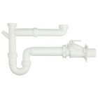 Odour trap for double sinks 1&frac12;&quot; x 50 mm with backwater valve acc. to DIN 13562