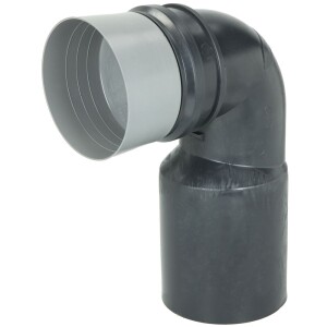 PE connecting elbow 90° for wall-hung WC with 90/110 protection cap, black