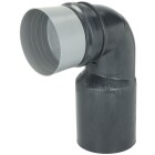 PE connecting elbow 90&deg; for wall-hung WC with 90/110 protection cap, black