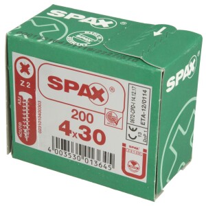 Spax-Schrauben 4 x 30 mm Halbrundkopf, verzinkt, VPE 200