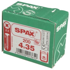 Spax screws 4 x 35 mm half-round head, galvanized, PU 200