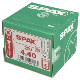 Spax-Schrauben 4 x 40 mm Halbrundkopf, verzinkt, VPE 200