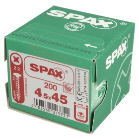 Spax screws 4.5 x 45 mm half-round head, galvanized, PU 200