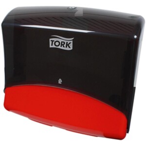 Distributeur Tork Performance pr tissus nettoyage W4 rouge/noir 654008