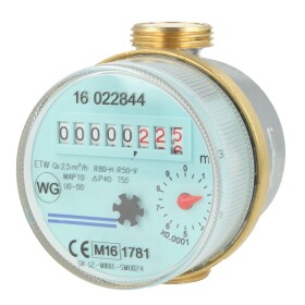 Domestic water meter single-jet 4.0 m&sup3; 1&quot; incl....