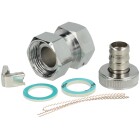 Screw joint for tap meter, chrome adapter and hose connection