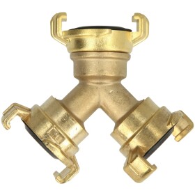 Brass Y distributor with connection for 3 x quick-coupling