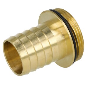 Brass hose tail (male) with bead 1 1/2" thread x 1 1/4" hose tail