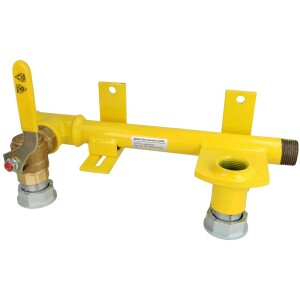 Mounting unit f. double-pipe gas meter ball valve, screw union, 1" x 1"