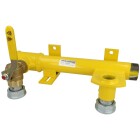 Mounting unit f. double-pipe gas meter ball valve, screw union, 2&quot; x 1&quot;