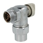 Gas connection ball valve 1, angle form, with safety valve TSV, chromium-plated